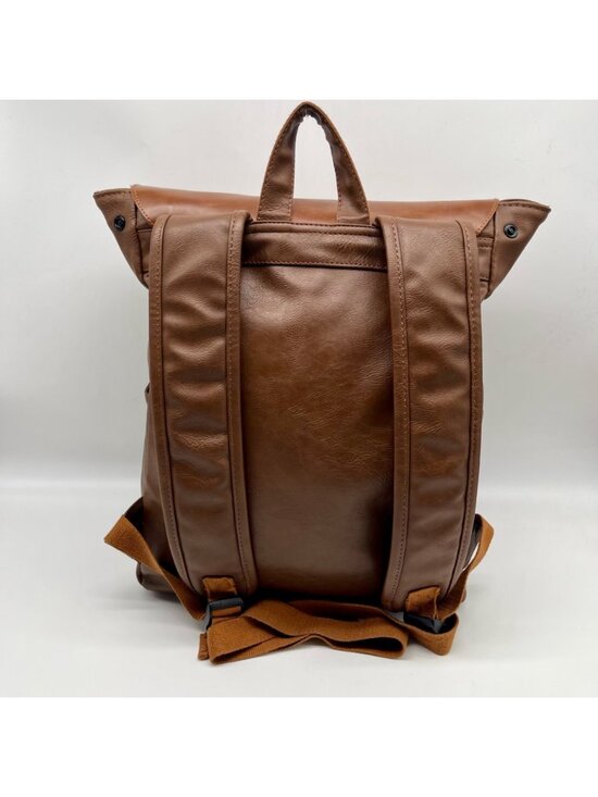 Ozebella Brown Leather Messenger Laptop Backpack main image 4